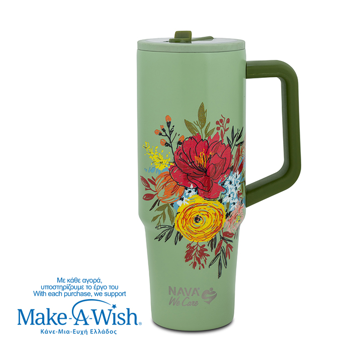 stainless-steel-thermos-tumbler-with-plastic-straw-we-care-green-floral-900ml