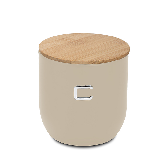 round-metal-coffee-canister-with-bamboo-lid-warm-gray-12cm