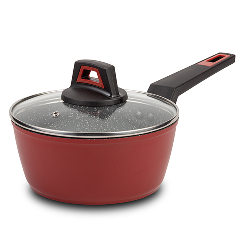 NAVA Pentola In Alluminio Pressofuso Olea 18 Cm Con Coperchio – Rivestimento Antiaderente In Pietra A 5 Strati, Adatta A Induzione, Ergonomica
